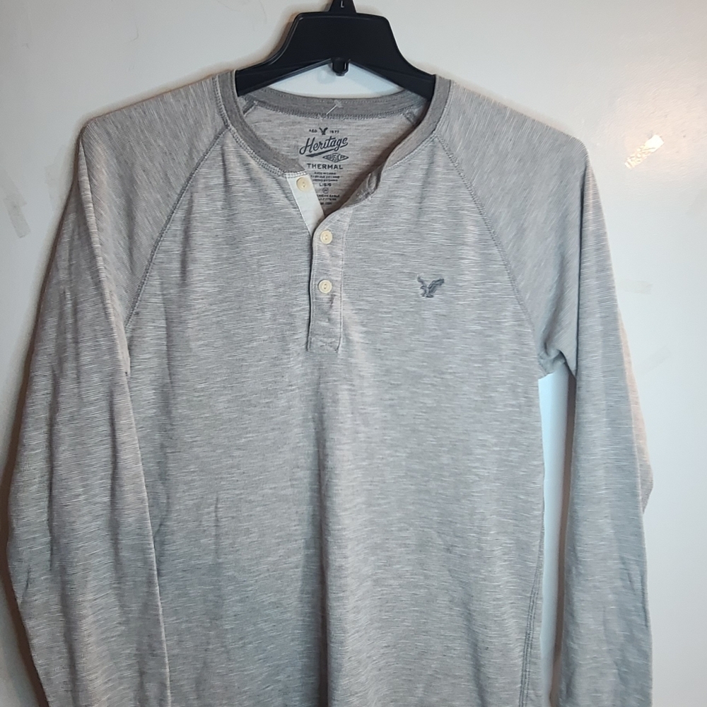Heritage Gray Long Sleeve Henley Shirt for Men